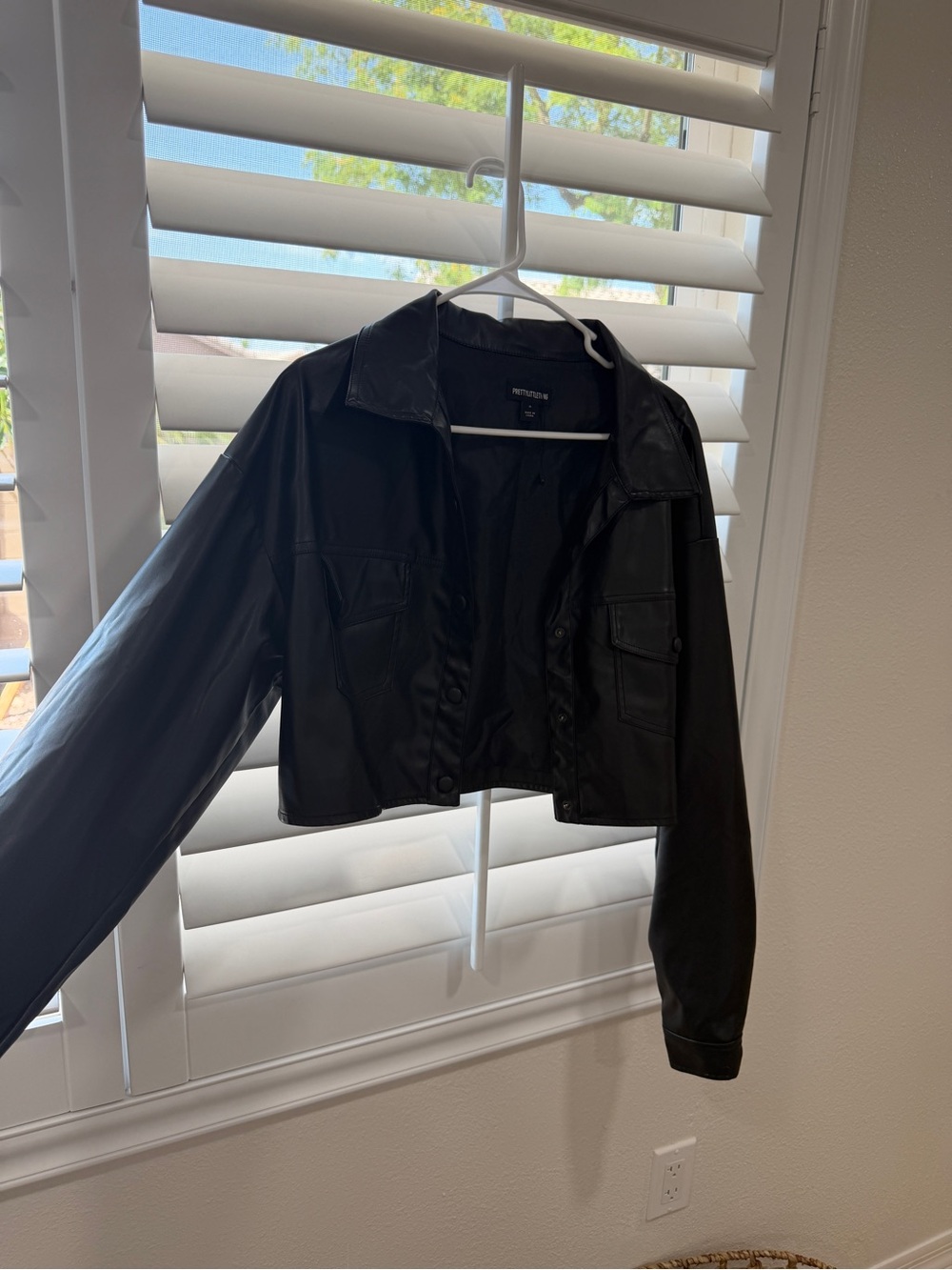 PLT leather cropped coat